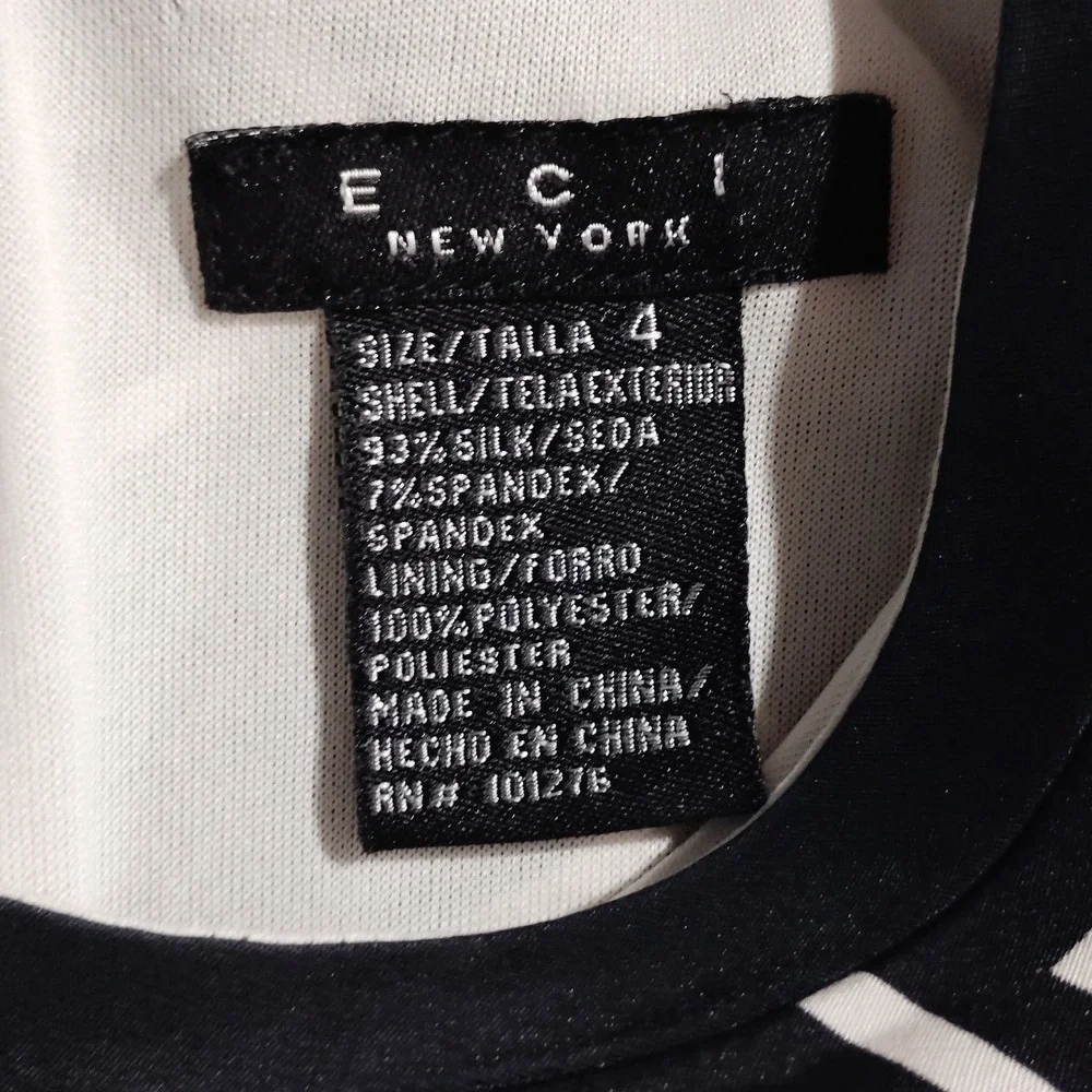 Enzo New York Black White Geometric Sheath Dress Women Size 4 Knee Length - Picture 10 of 11